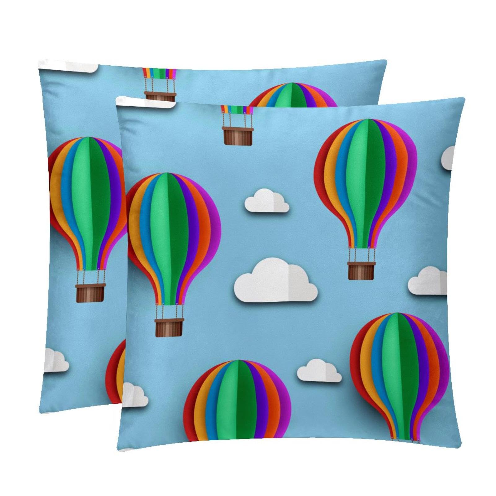 TDGKPZ Hot Air Balloon Throw Pillow Covers 2 Pack Pillowcases Soft Cozy Pillow Cases For Couch Bed Sofa 50x50cm