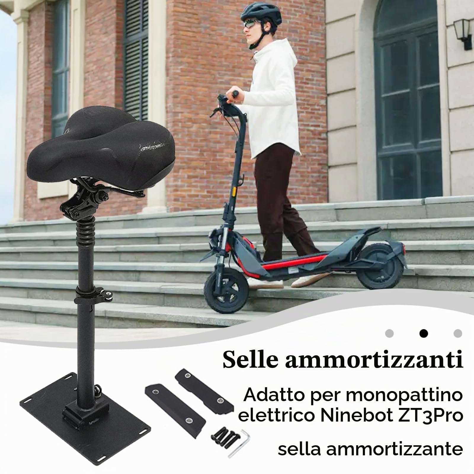 Sedile Per Monopattino Elettrico, Cuscino Ammortizzante Per Monopattino Elettrico ZT3Pro Sedile Per Monopattino Regolabile in Altezza da 45 a 65 cm Monopattino Per Adulti Per Ciclismo a Lunga Distanza