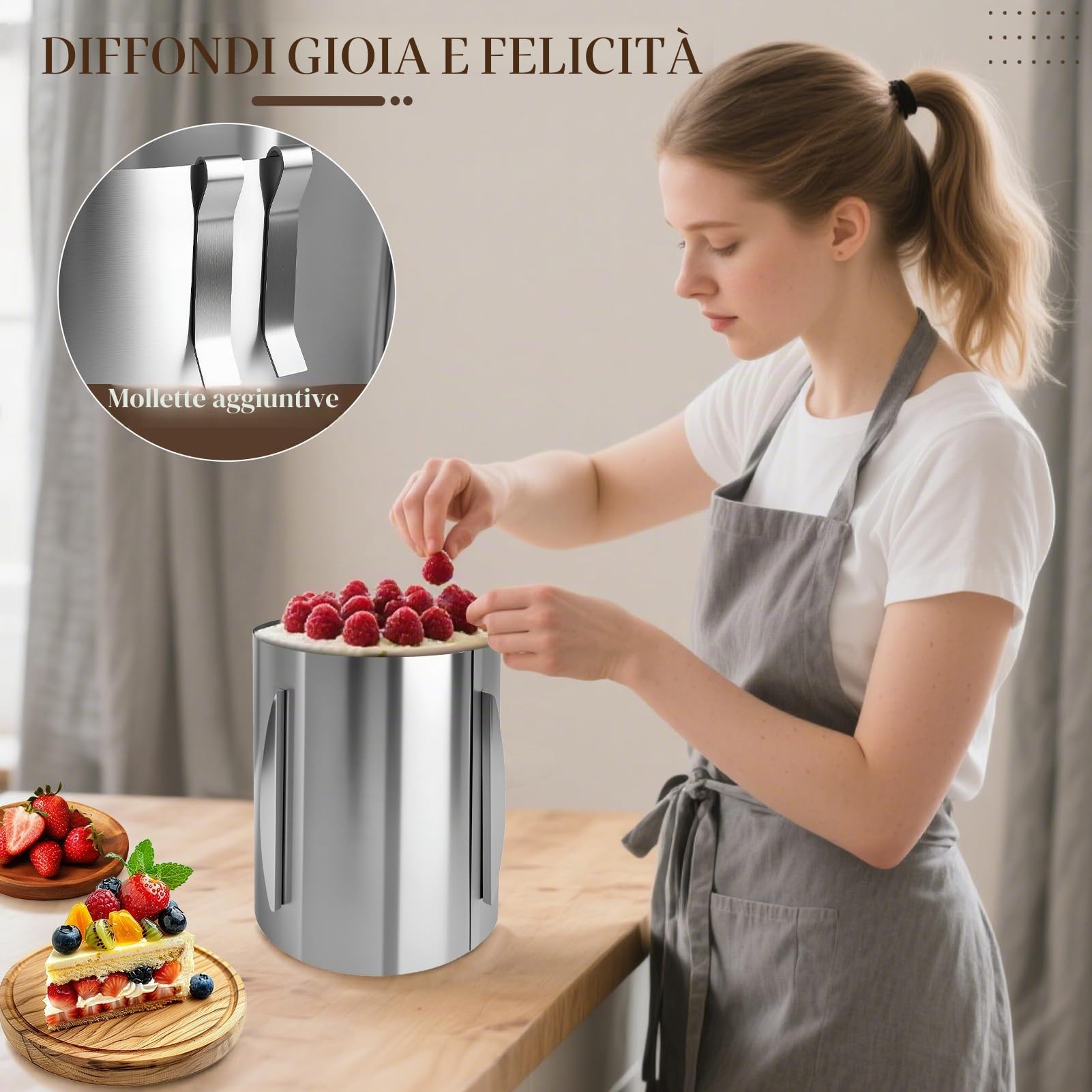 Anello Torta Regolabile Ø 16-30cm Acetato per Torte Frost Form Cake in Anello Microforato Crostata, Pasticceria Atampo Microforato per Crostate Altezza 20cm per Dolci, Mousse, Torte