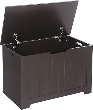 Nouva Wooden Storage Chest 30 Inches Storage Box Large Entryway Bench with Safety Hinges for Living Room Bedroom Playroom, Espresso
