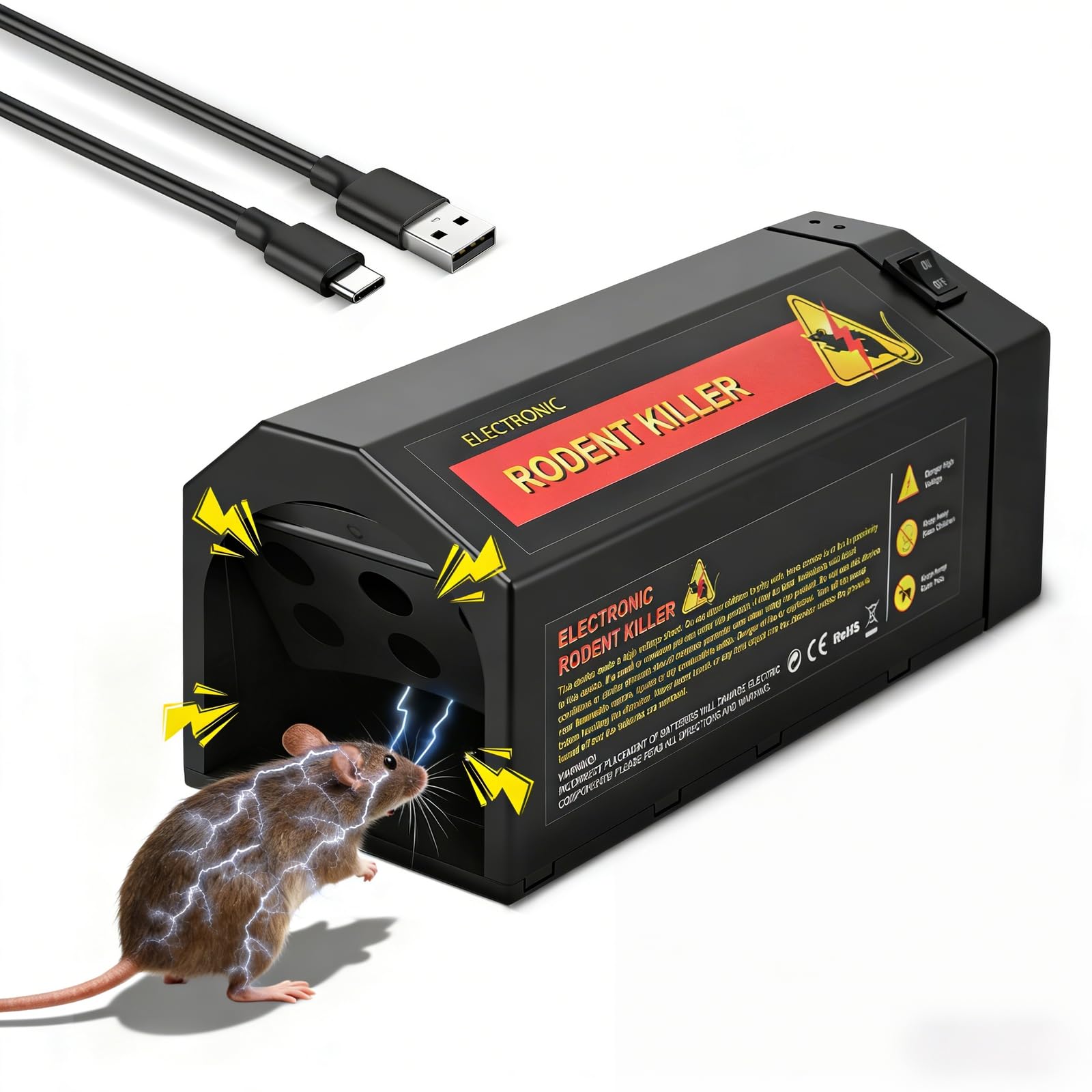 8000V Electric Rat Trap That Kills Instantly | High Voltage Mouse Traps with Dual Power Mode | Professional Indoor Electronic Rat Killer for Home, Kitchen & Office Use