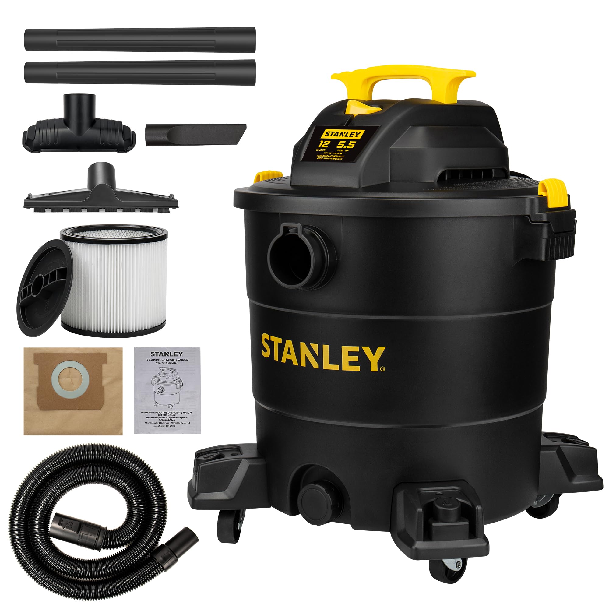 STANLEY 12 Gallon 5.5HP Shop Vacuum Wet and Dry with Blower Function