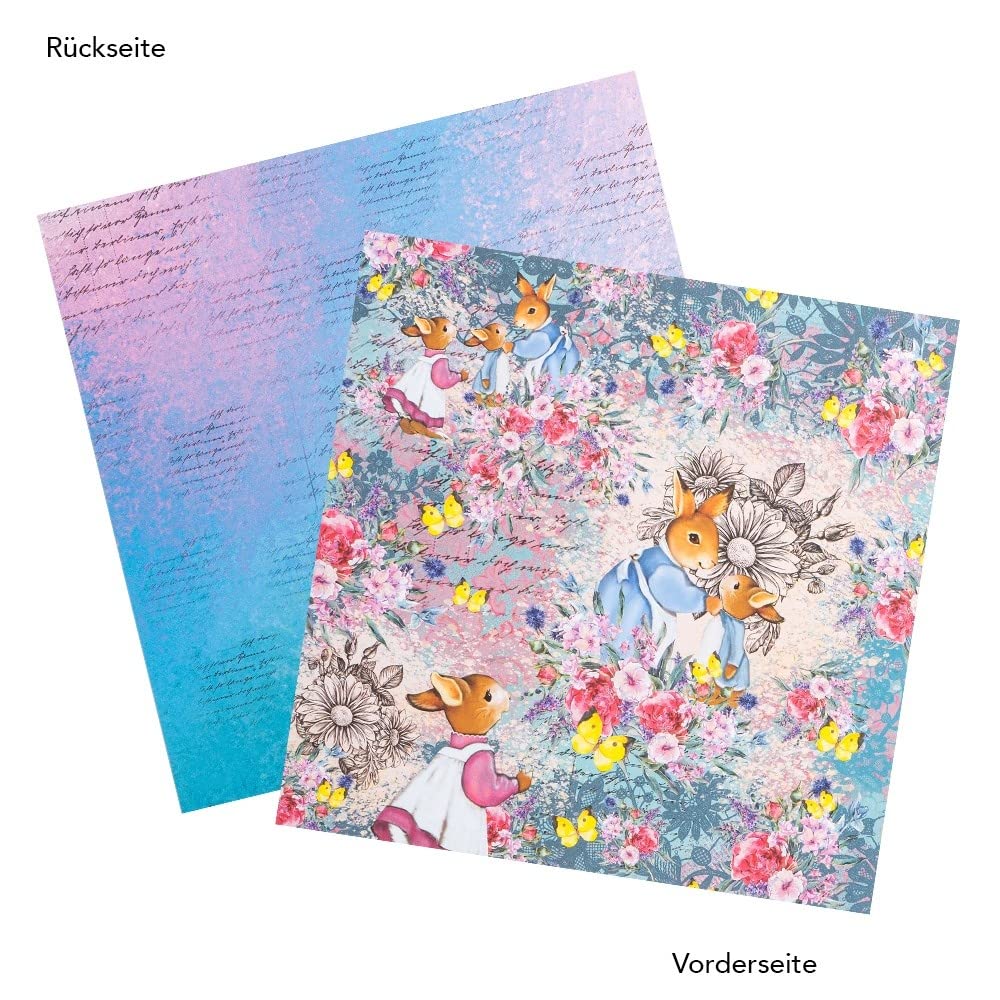 Ideen mit Herz Duo-designpapier, blok met 20 vellen knutselpapier, 25 x 25 cm, 250 g/m², aan beide zijden bedrukt, designpapier, motiefpapier, ideaal voor scrapbooking, knutselen, klokjes 03
