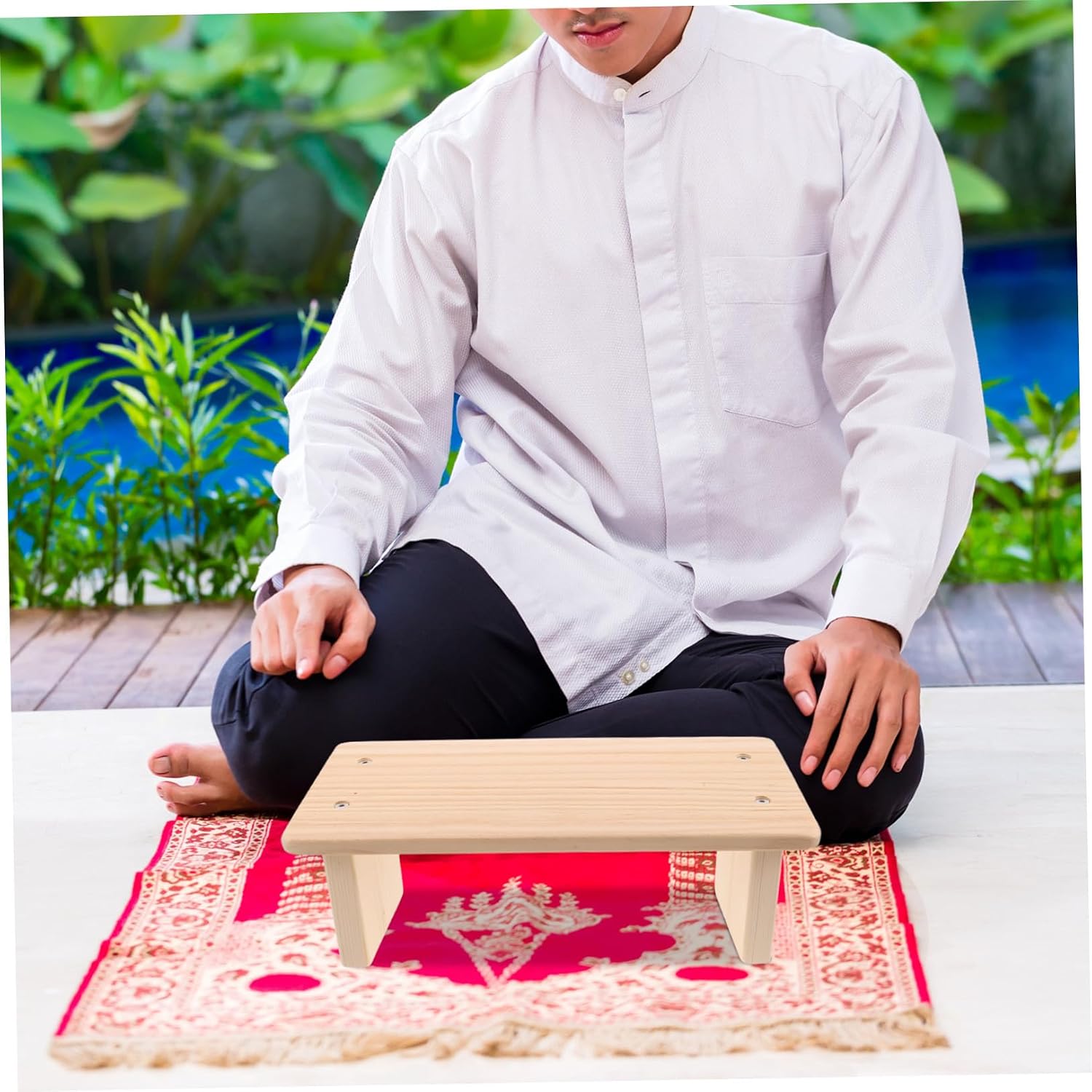 Wood Prayer Kneeler Bench Compact Beige Wooden Stool | Church Style for Knee Comfort Protection Portable and Space-saving Design , Easy Maintenance Surface Meditation Rituals