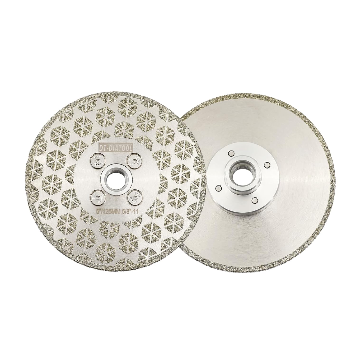 DT-DIATOOL Diamond Blade 5" x 5/8" Thread Flange 2-Pack - Single Side Electroplated Diamond Cutting and Grinding Disc for Granite Marble Natural Stone Tiles