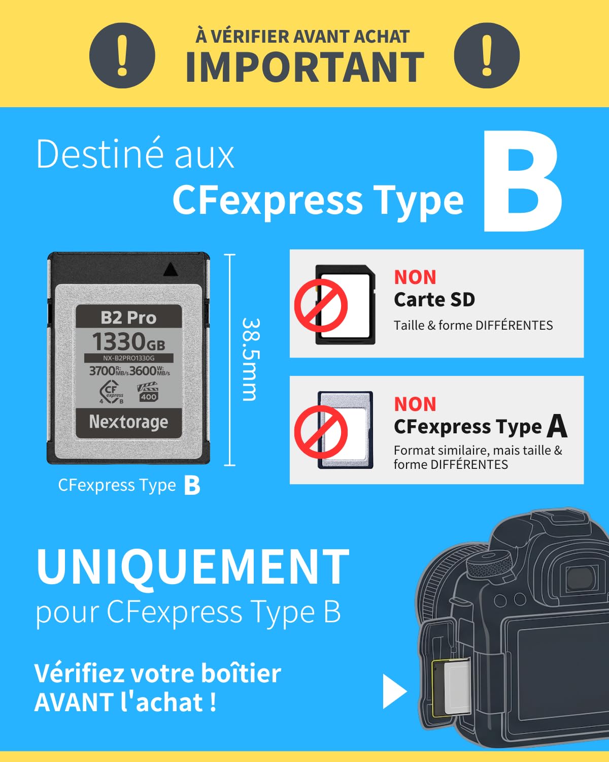 Nextorage CFexpress Type B NX-B2PRO (165GB) : Amazon.fr: Informatique