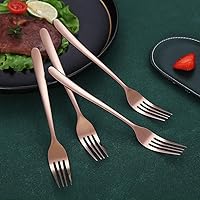 Vista 4 de Juego de 6 tenedores de cobre de acero inoxidable de 8 pulgadas, tenedores de postre, tenedores de mesa, tenedores de ensalada para el hogar, cocina