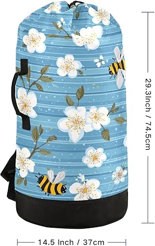 Vista 197 de Mochila de lavandería con correas ajustables para el hombro, bolsa de lavandería sucia para viajes, campamento, universidad, resistente, Rosa floral