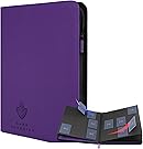 Card Guardian - 9 Pocket Premium Black Binder with Zipper for 360 Cards - Side Loading Pockets for Trading Card Games TCG (Purple)