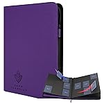Card Guardian - 9 Pocket Premium Black Binder with Zipper for 360 Cards - Side Loading Pockets for Trading Card Games TCG (Purple)