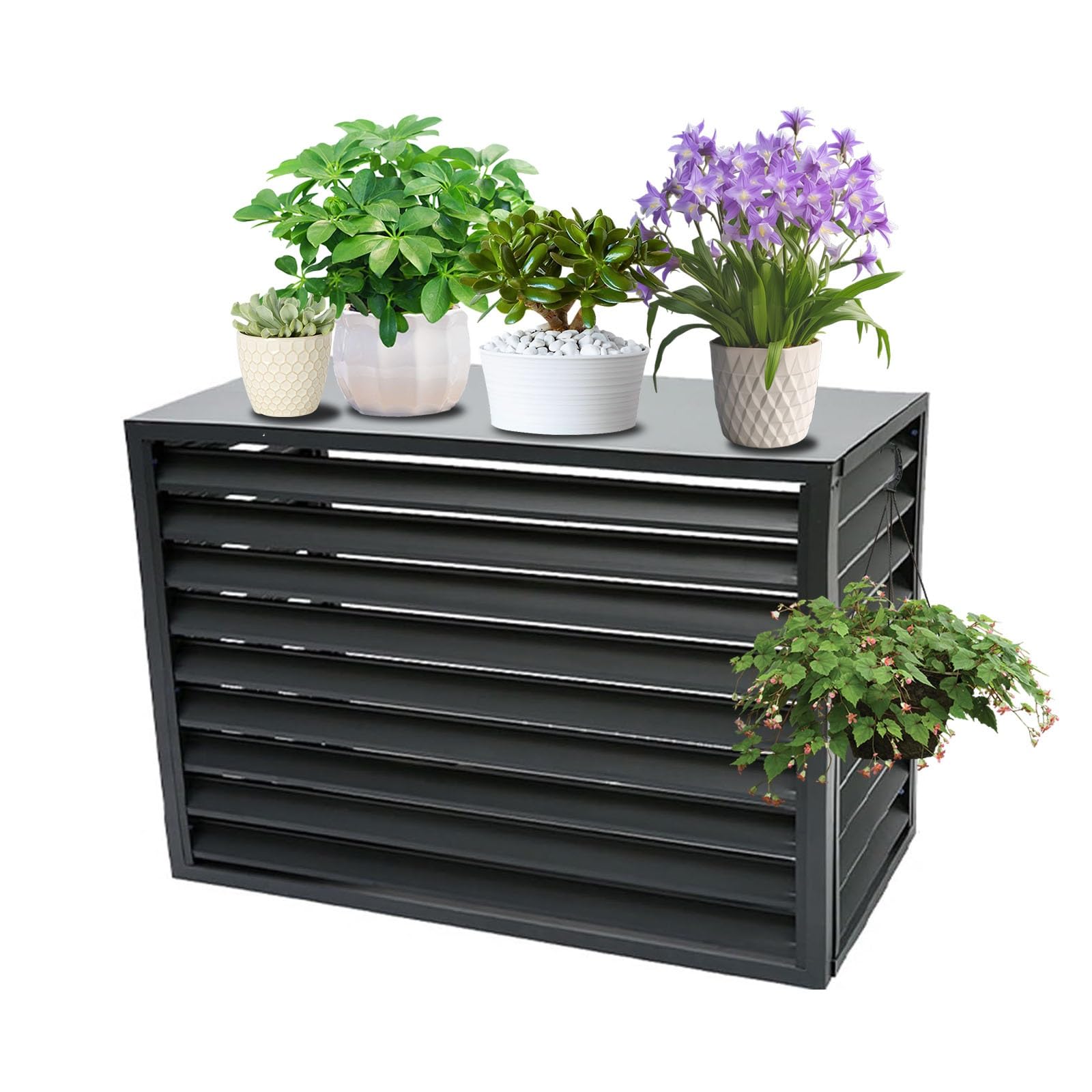 AYCDL Decorative Privacy Screen for Air Conditioner, Noise Reduction and Anti-Theft Fence Panels,Grey-2-3P