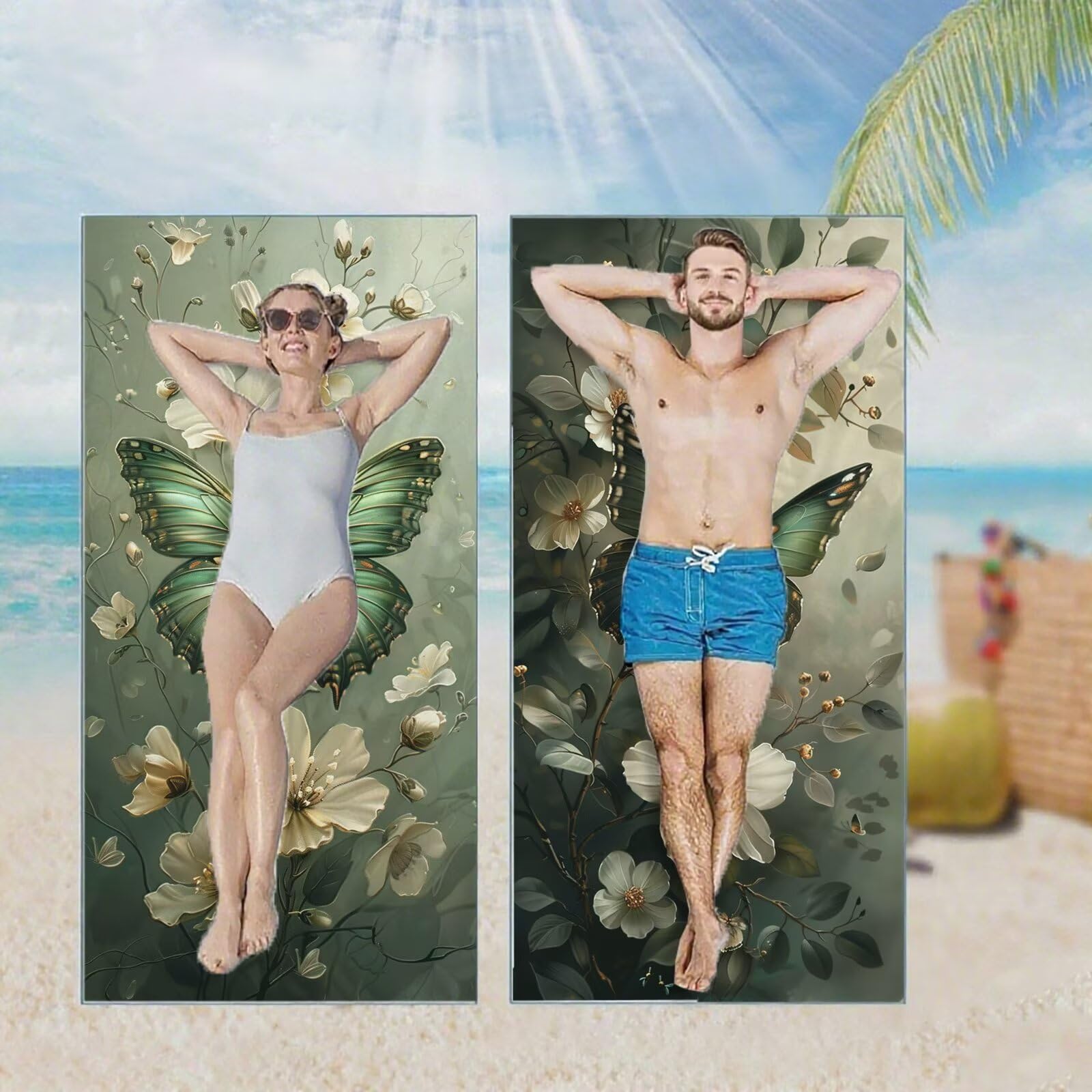 Ręcznik plażowy, ręczniki plażowe z mikrofibry, szybkoschnące lekkie ręczniki podróżne bez piasku, duży ręcznik kąpielowy dla dorosłych 100 x 220 cm, do pływania, basenu, jogi, siłowni, podróży, plaż