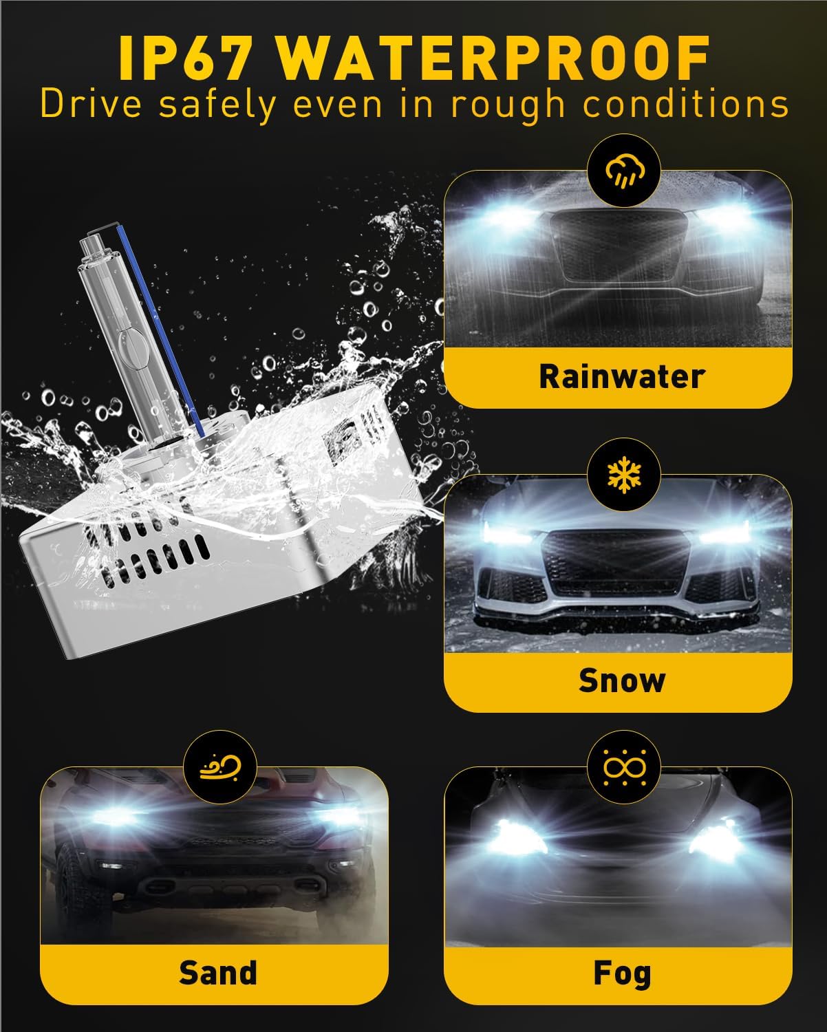 Fit for Chevrolet 2016-2018 Chevy Silverado 1500 LT LTZ LS WT 2018-2021 Equinox 2018 2019 2020 2021 GMC Terrain Xenon HID Light, D5S HID Headlight Bulbs, High Low Beam, 8000K Ice Blue White, Pack of 2