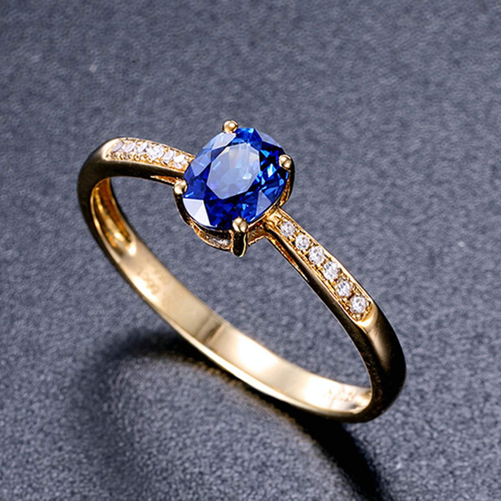 Beydodo Złoty pierścionek damski 750 prawdziwe diamenty i szafir 0,66 ct obrączka złota pierścionek zaręczynowy e 18 karatów (750) żółte złoto, 65 cm (20,7 cala), colore: złoto, cod. TLLWGZ5655