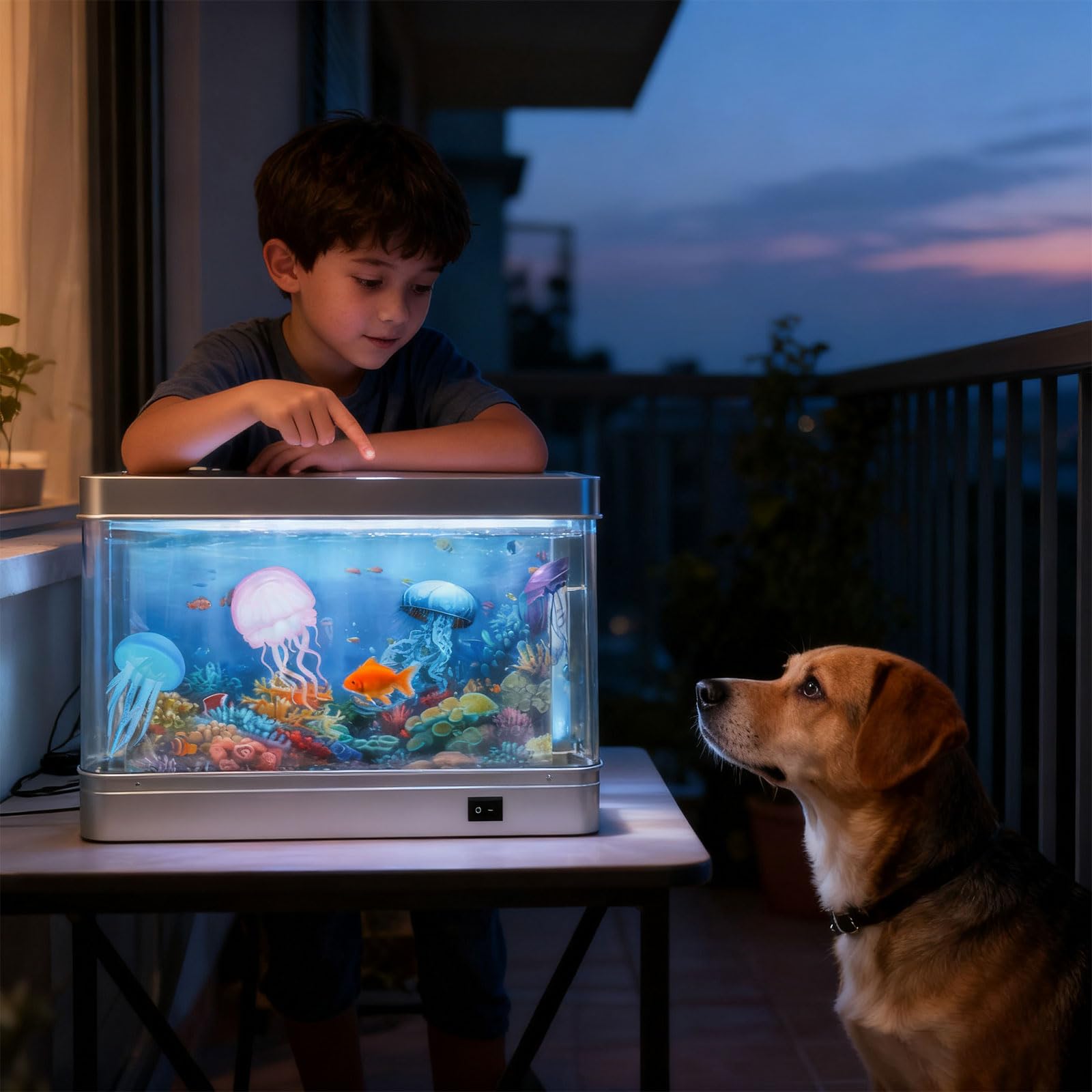 Lampada decorativa per acquario, a forma di medusa, in plastica ABS, illuminazione a LED sicura, alimentazione USB, lampada da scrivania per casa, ufficio, luce notturna a meduse