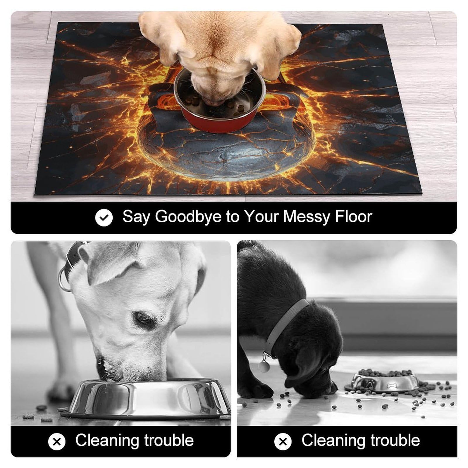 Tapis de nourriture pour chat et chat - Antidérapant - Facile à nettoyer - Pour nourriture et eau - 43,2 x 76,2 cm