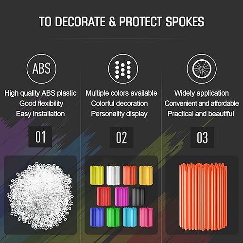 Miniatura 16 de PSLER 72 fundas de radios para decoración de tuberías para motocicleta, motocross, pit Dirt Bike Azul cielo