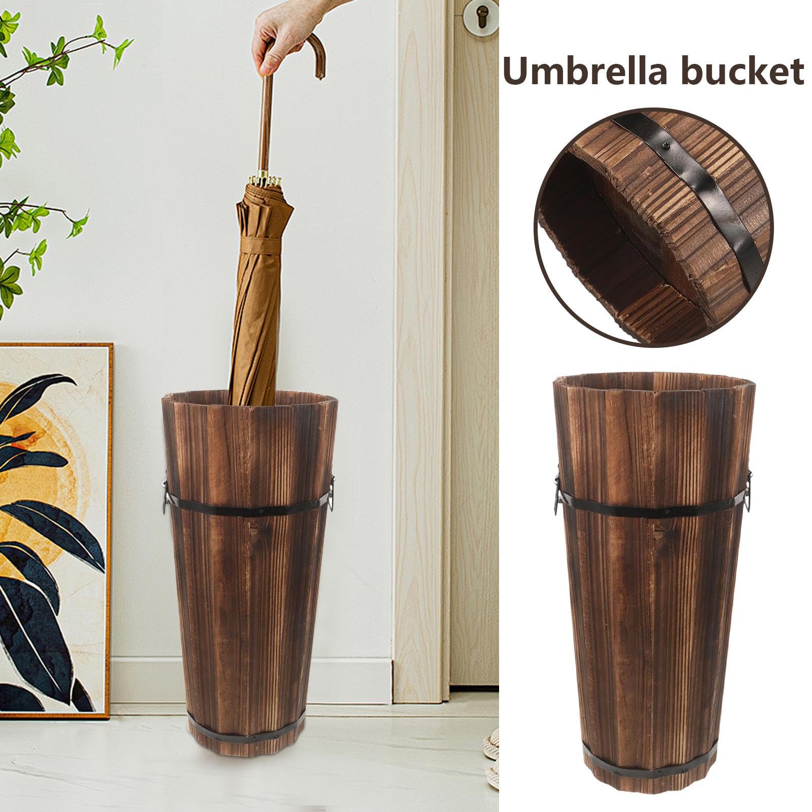 Lar Porte-parapluie en bois – Conteneur Stora moderne pour cannes de marche | Nizer élégant pour intérieur/extérieur, entrée, maison, bureau, terrasse, dortoir, espaces commerciaux
