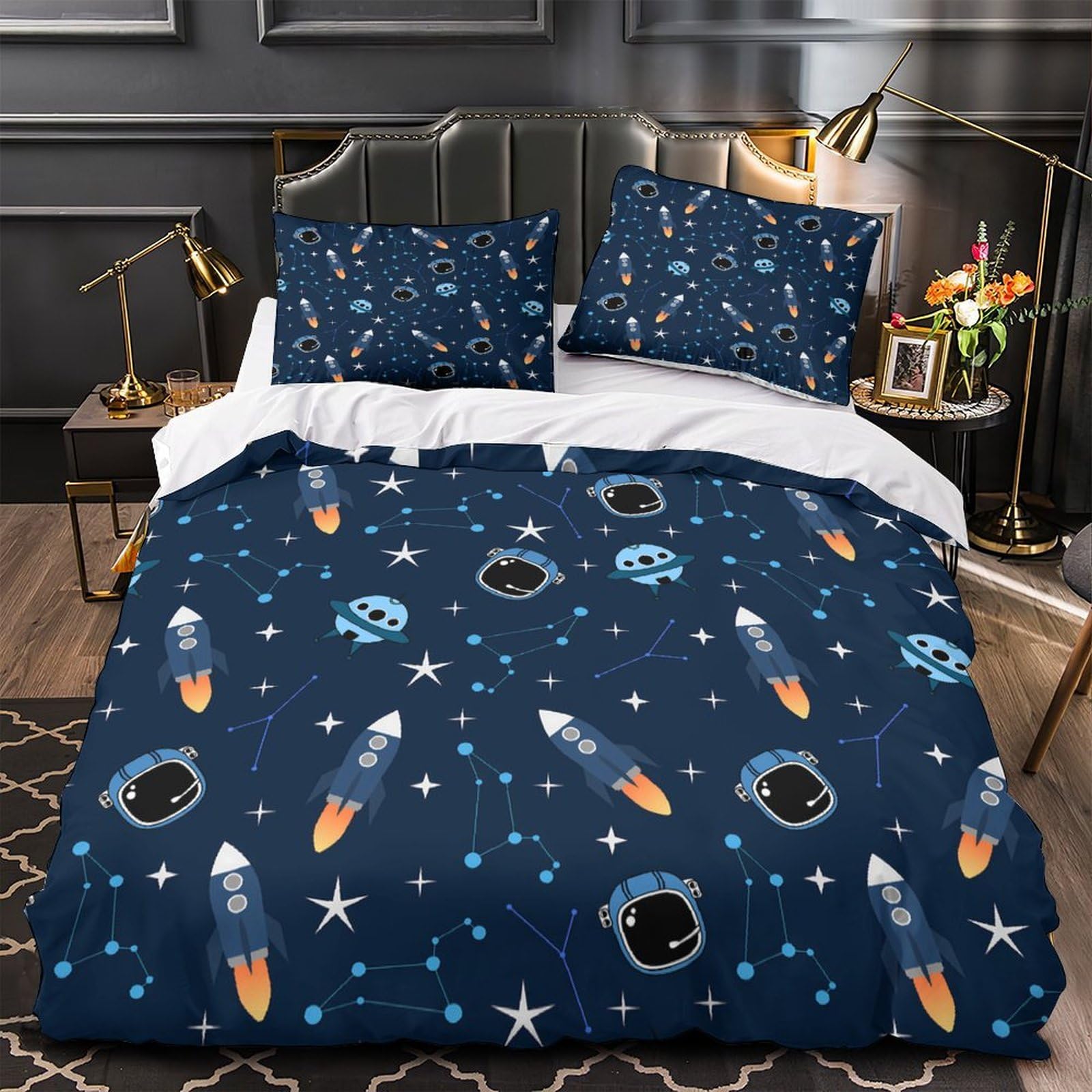 Parure de lit space rockets en microfibre king 220x240 cm