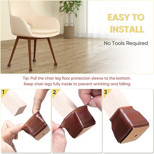 Miniatura 21 de BALEINE - Protectores de silicona para patas de silla, tapas protectoras de patas de taburete, tapas antideslizantes para patas de silla para suelos