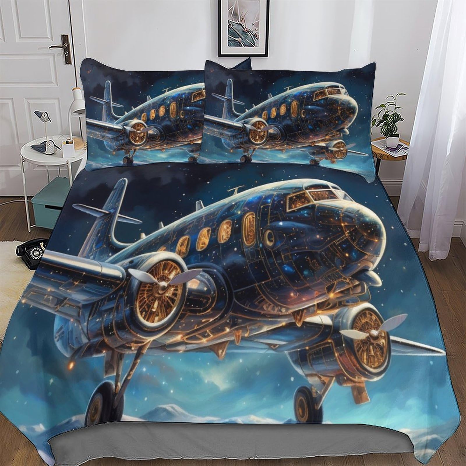 Housse de couette avion zippée 200x200 cm en microfibre pour en finir avec la couette qui glisse