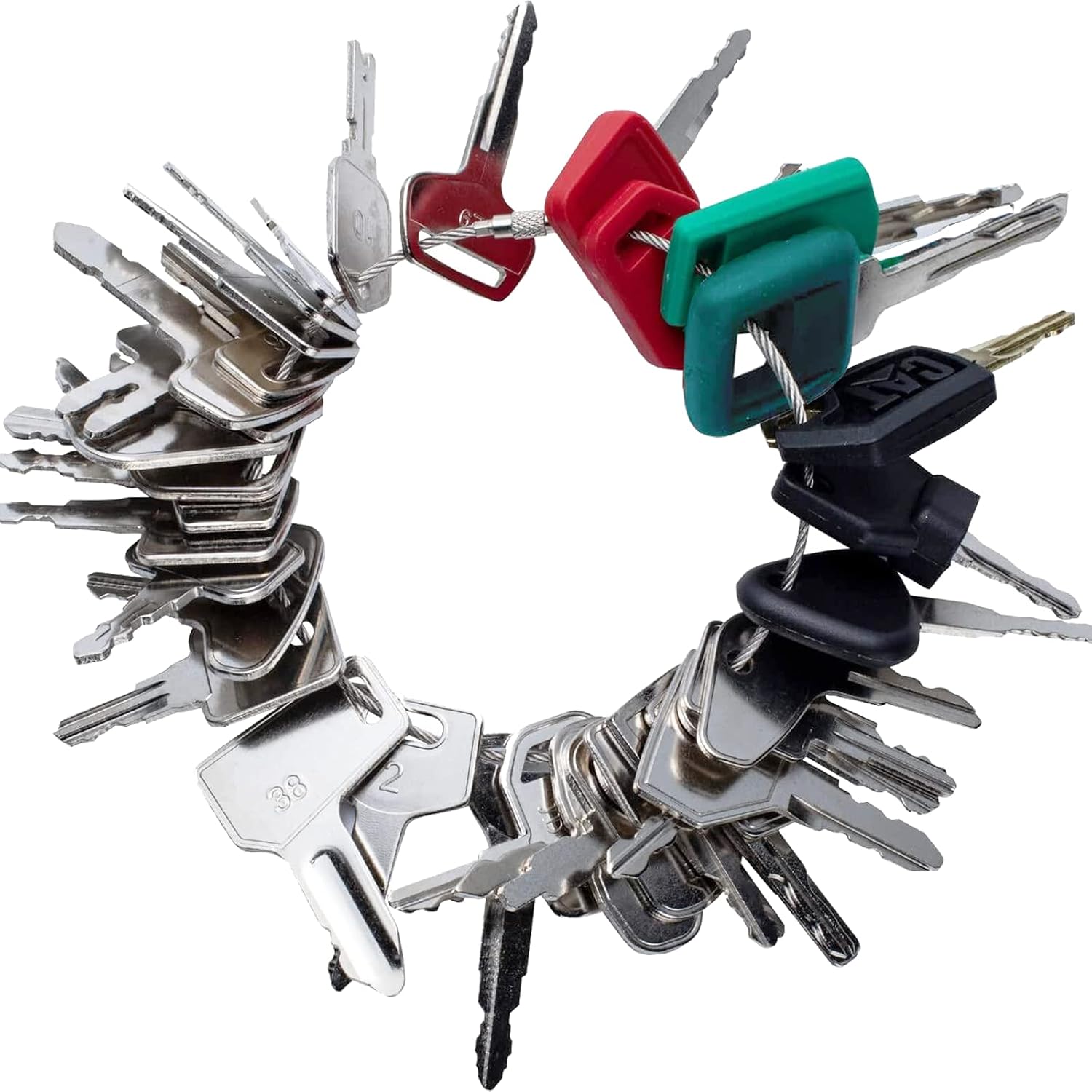 39 Heavy Equipment Keys Master Set, Construction Machines Operator Spare Keys for Cat Caterpillar Case JD Komatsu Kubota Yanmar Daewoo Hyster Takeuchi Ford New Holland Volvo JCB and More