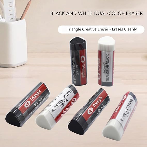 2 Pieces Student Triangle Eraser Set Rubber Comfort Grip Eraser Exam Homework Art Erasers