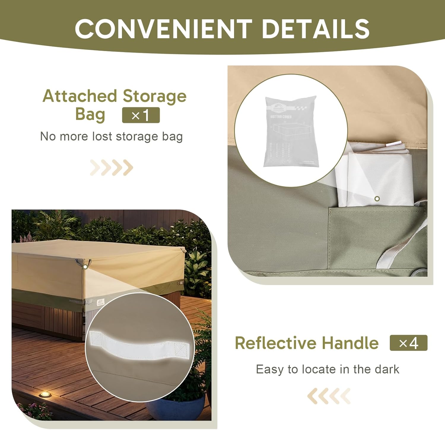 Aoodor Heavy Duty 6-8 Person Outdoor Hot Tub Cover, 600D Waterproof Oxford Spa and Hot Tub Cover Replacement Covers with Zipper and Air Vents for Square Inflatable Hot Tub, 96''W x 96''D x 20''H