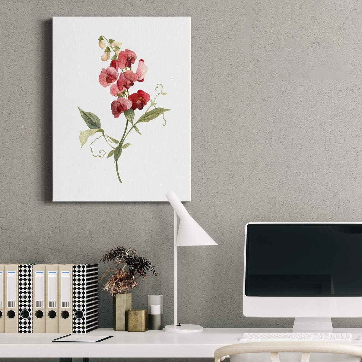 Renditions Gallery Scarlet Sweet Pea Wall Art, Premium Gallery Wrapped Canvas Decor, Ready to Hang, 20 in H x 16 in W, Made in America Print