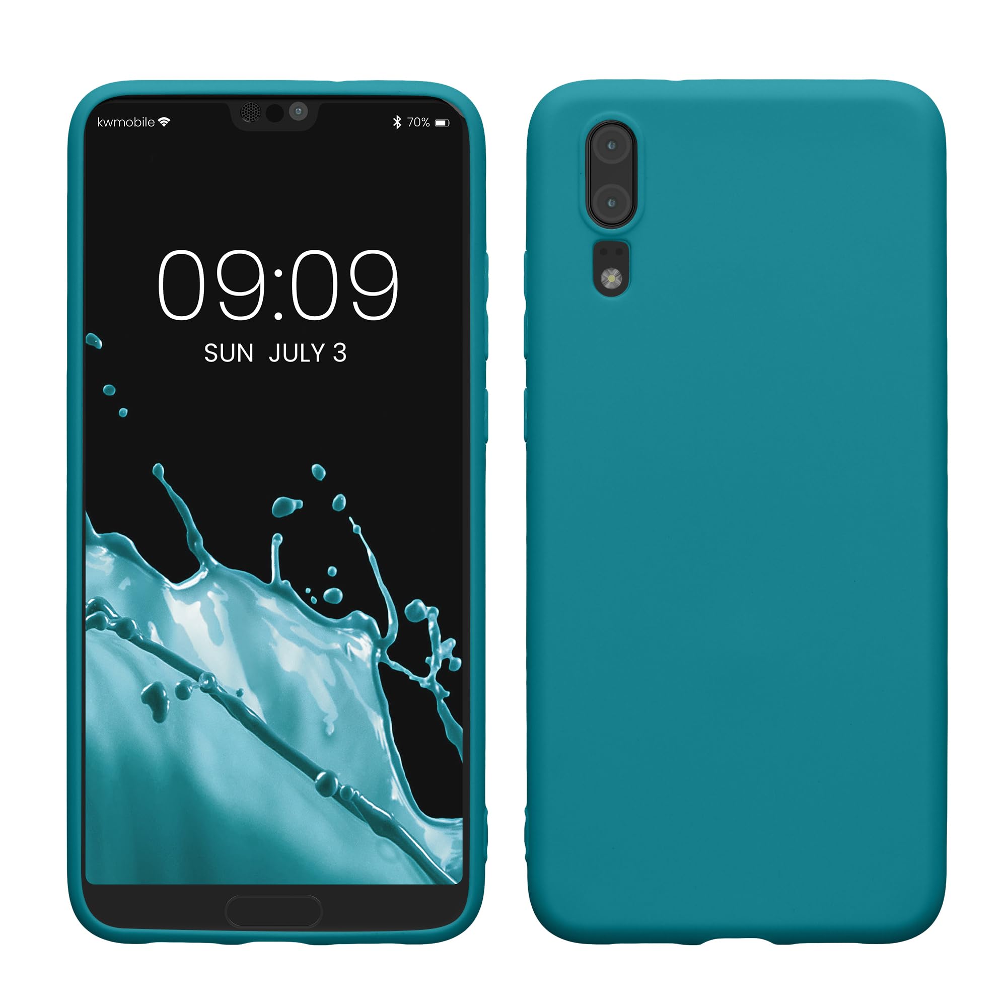 kwmobile Case for Huawei P20 Case - Soft Cover - Shockproof TPU Material - Wireless Charging - Teal Matte