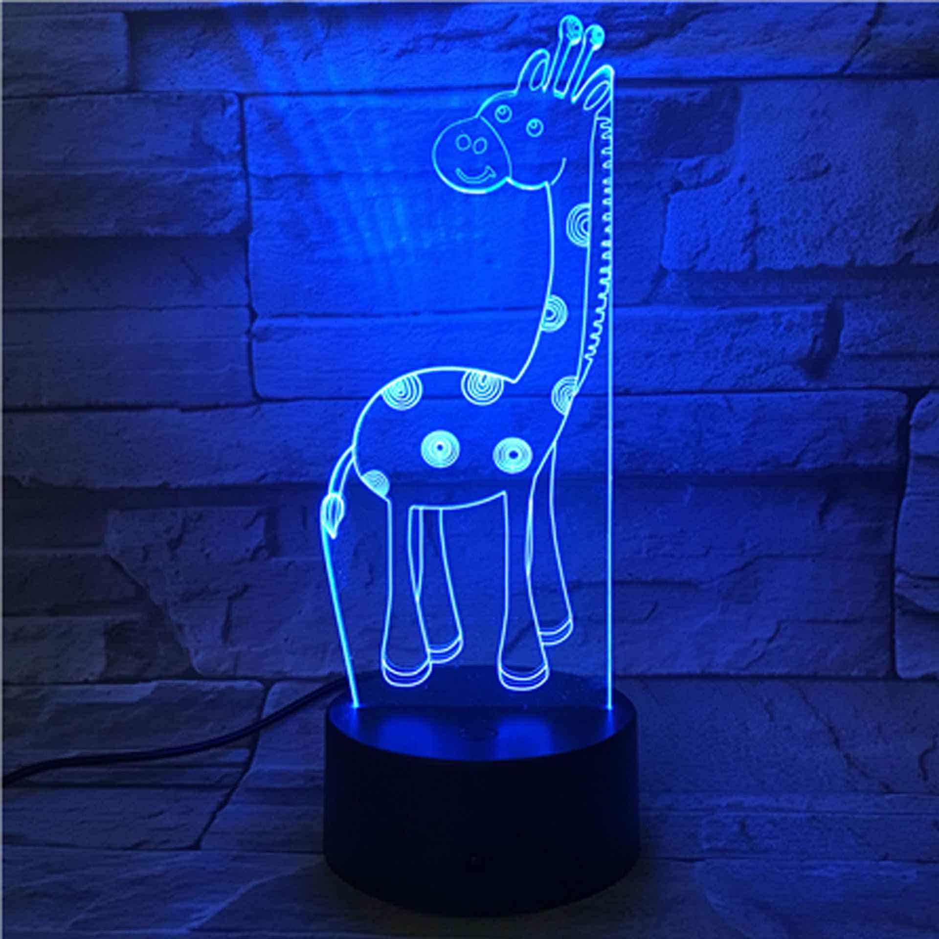 Lampada 3D Giraffa Con Telecomando 16 Colori, Luce Notturna Acrilica Per Bambini, USB