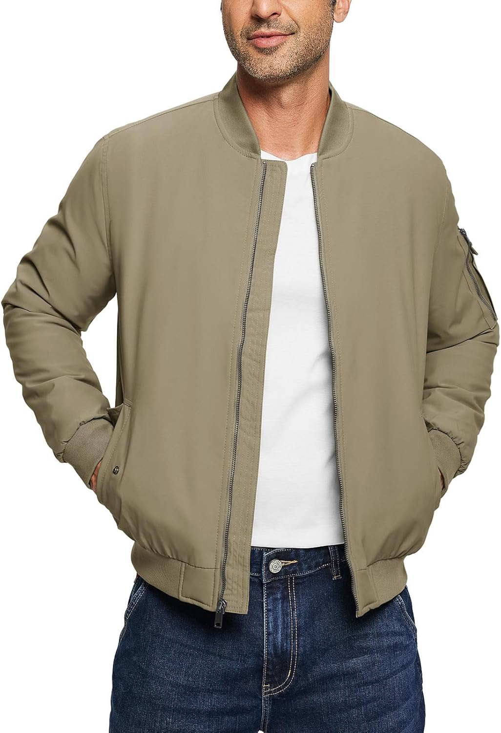 TBMPOY Men's Fall Jacket Winter Windbreaker Bomber Zip Up Padded Softshell Warm Windproof Casual Coat - Image 2