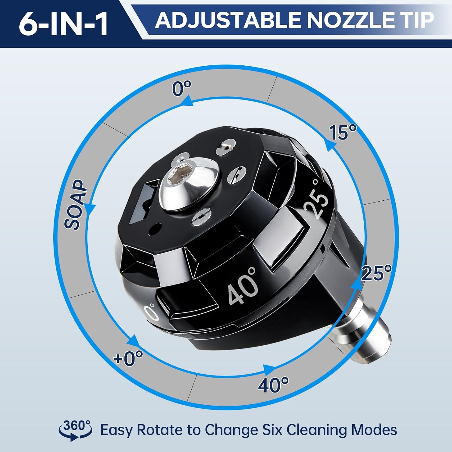 6 in 1 Pressure Washer Nozzle Tips, 6-in-1 Quick Change Over and Adjustable, Power Washer Tips with 1/4 inch Quick Connect, 4000 PSI Spray Nozzle