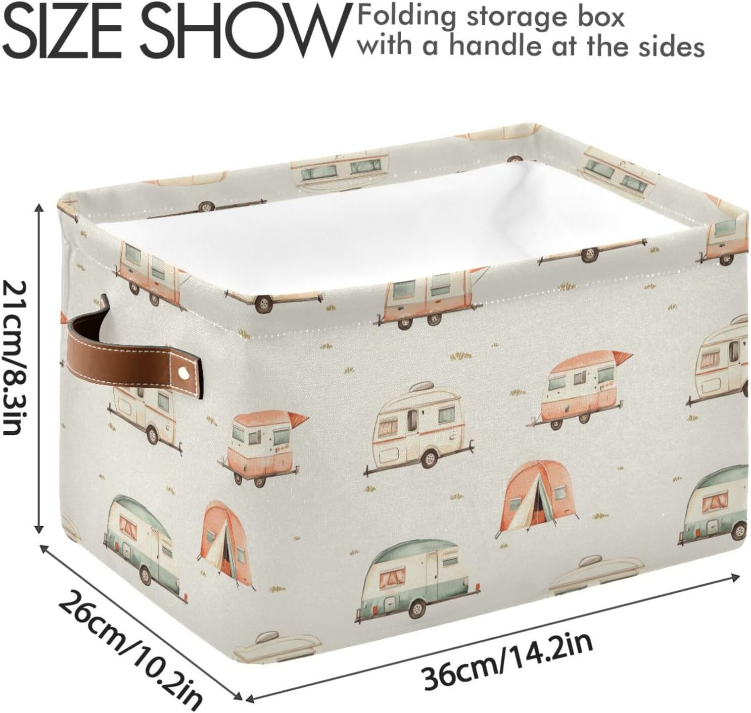 Caravans and Tents Storage Basket Canvas Fabric Collapsible Storage Bins Box Organizer Waterproof for Home Bedrooms 1 Pack image 4