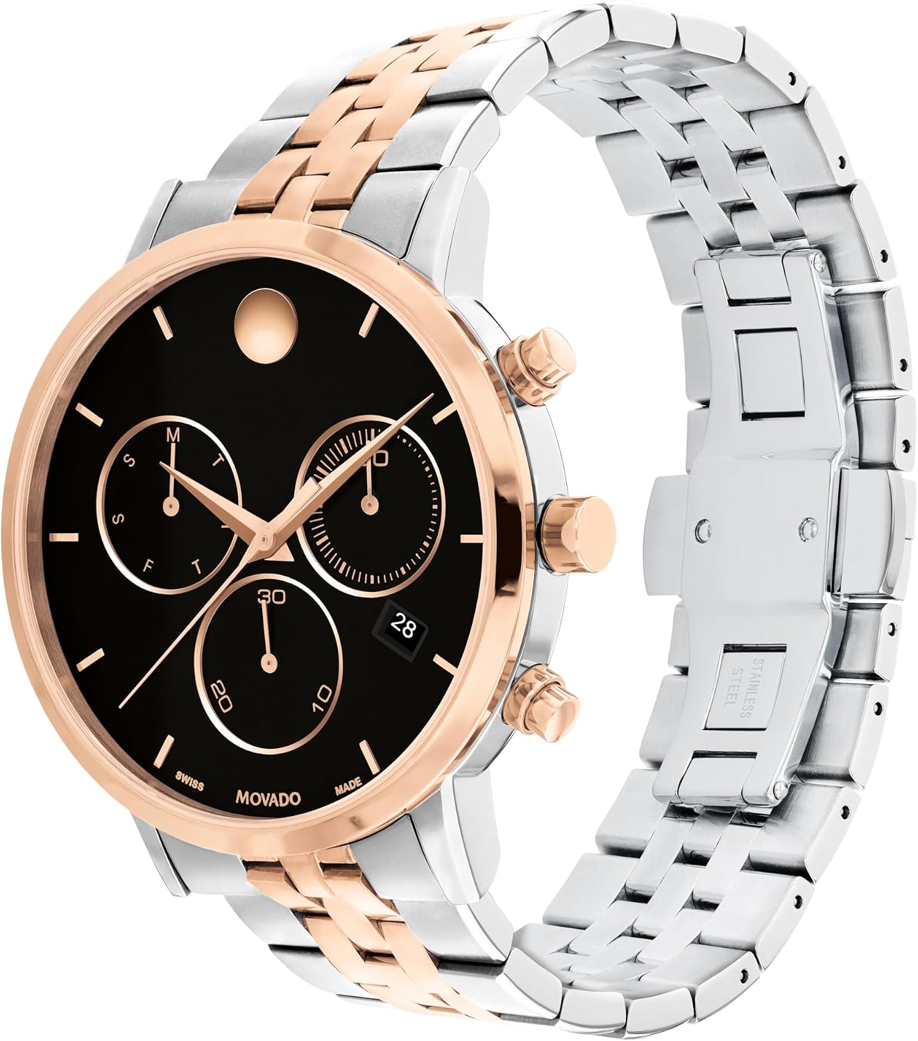 Movado Museum Classic Men's Watch - Swiss Quartz Chronograph Movement, Stainless Steel Link Bracelet - 3 ATM Water Resistance - Classic, Luxury Fashion Timepiece for Him - 42mm
