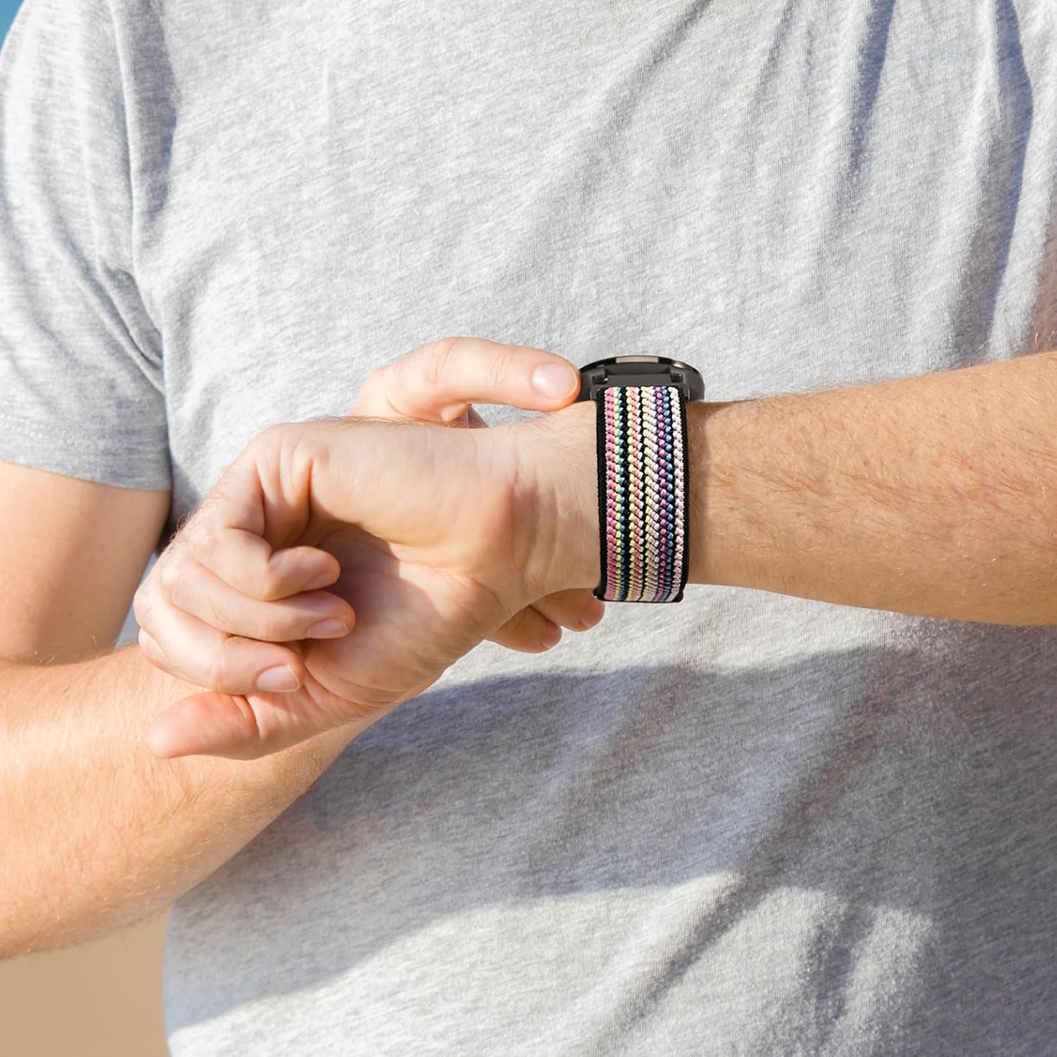 18mm Stretchy Nylon Watch Bands Compatible with Garmin Vivoactive Venu 2S/Venu 3S/Vivomove 3S/4S/Forerunner 265S/255S/255S Music