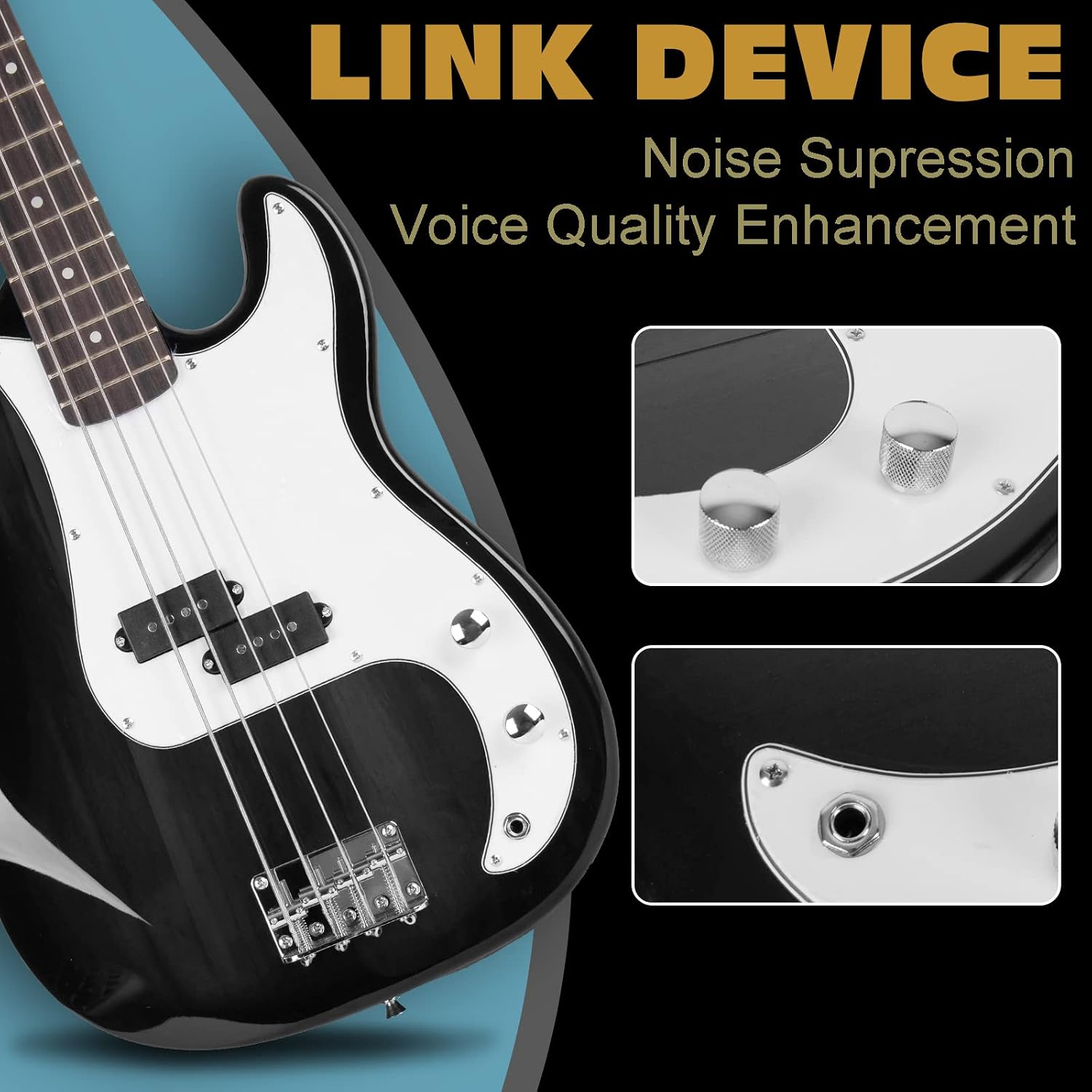 Polar Aurora NEW Full Size 4 Strings Blue Electric Bass Guitar+ Amp Cord+ Gigbag…