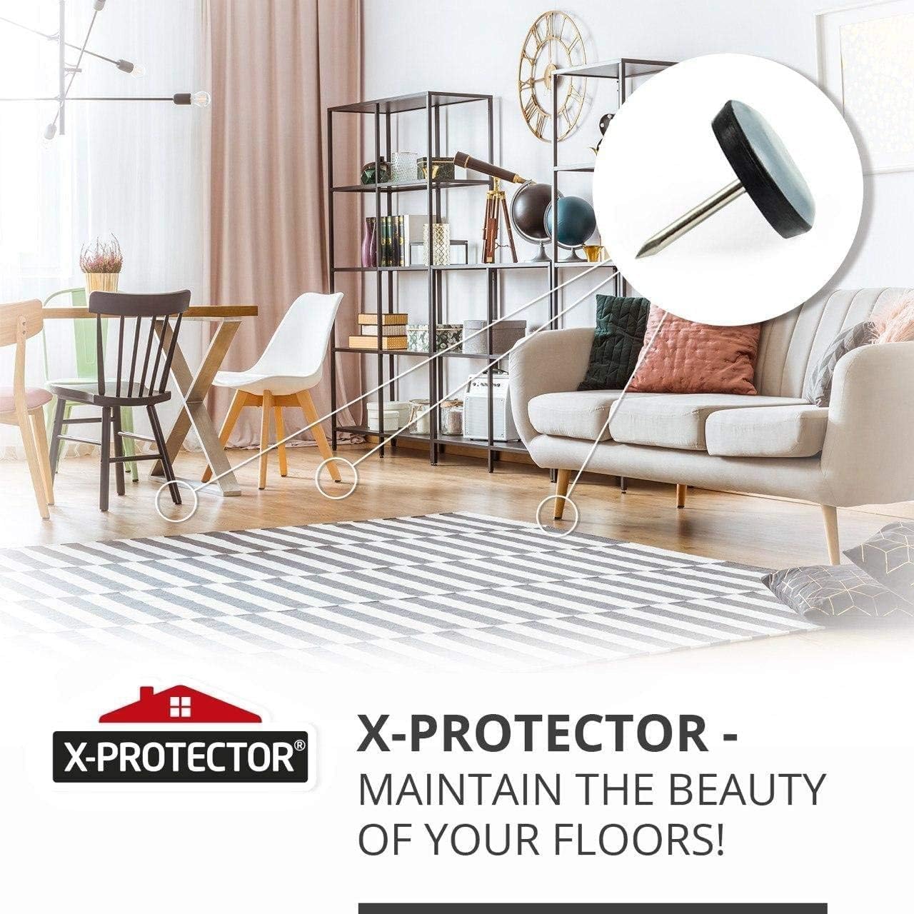 Chair Glides X-Protector – 1" Furniture Glides 24 pcs – Grey Nail-on Chair Sliders – Premium Chair Leg Floor Protectors – Slide Effortlessly with Chair Leg Pads That Protect Your Floor!