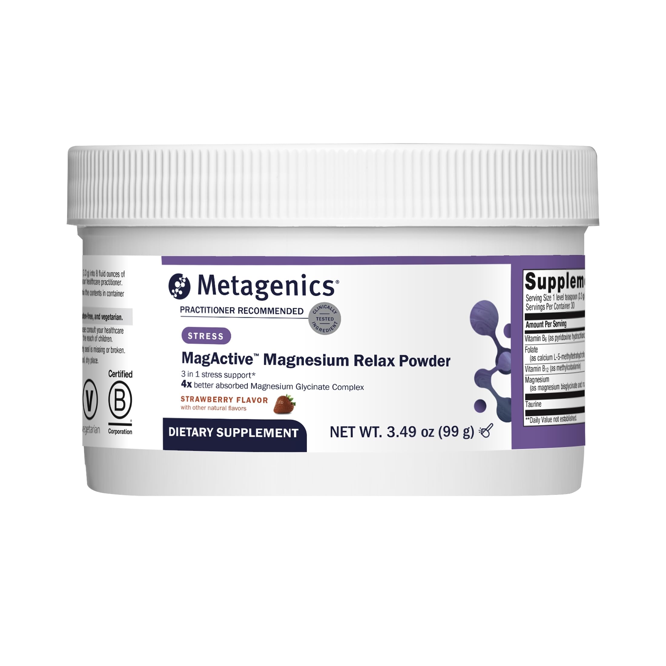 Metagenics MagActive Magnesium Relax, Strawberry Flavor, 99 g