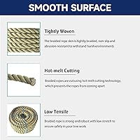 Vista 4 de Cuerda UnManila trenzada de 3/4 pulgadas x 50 pies, cuerda UnManila, cuerda de polipropileno sintético de 3 hebras para decoración resistente a