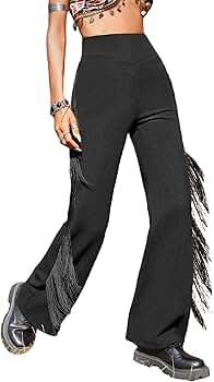attachment black fringe flared pants 初期 VOCAL SUEDE fringe HIPPIE BELL BOTTOM pants slimming SM-3X