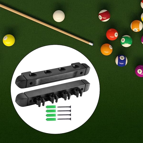 SM SunniMix Black Cue Holder, 4 Billiard Cue Holder, Pool Cue Holder, Billiard Cue Holder, Billiard Accessories, Pool Stick Wall Mount, Clip for Pool Table Rods - 2
