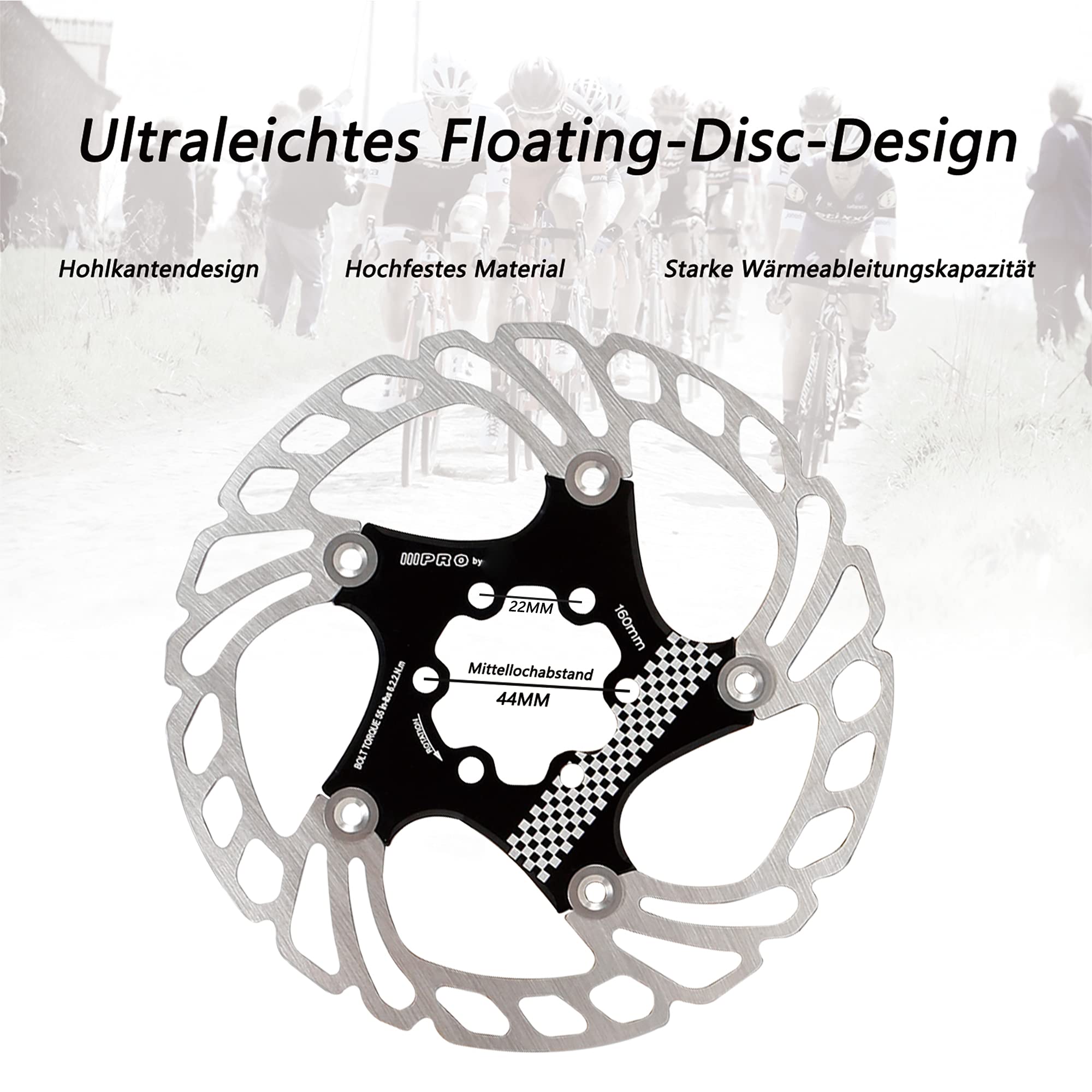 Rotore freno a disco per bicicletta, 160 mm/180 mm/203 mm, rotore da corsa MTB, 6 fori, accessorio per bicicletta (nero 180 mm)