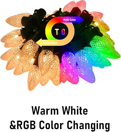 Miniatura 6 de Probro Luces LED inteligentes C9 de Navidad para exteriores, 118 pies, 150 LED, control de aplicación, 105 modos preestablecidos, sincronización de