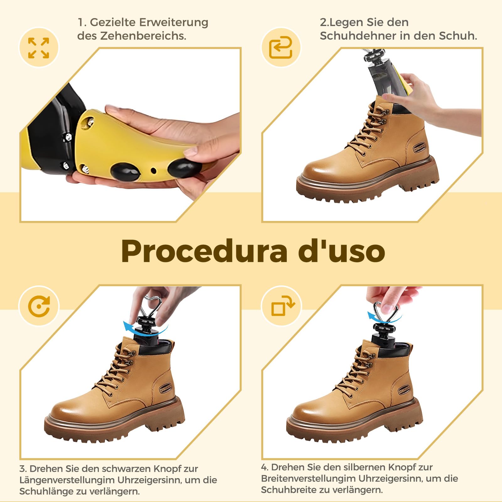 2 Pezzi Allarga Scarpe Uomo Donna - Forme per Scarpe a 4 Direzioni Tendiscarpe Regolabili in Larghezza e Lunghezza Ideali per Scarpe Troppo Strette Adatti a Tutte le Misure