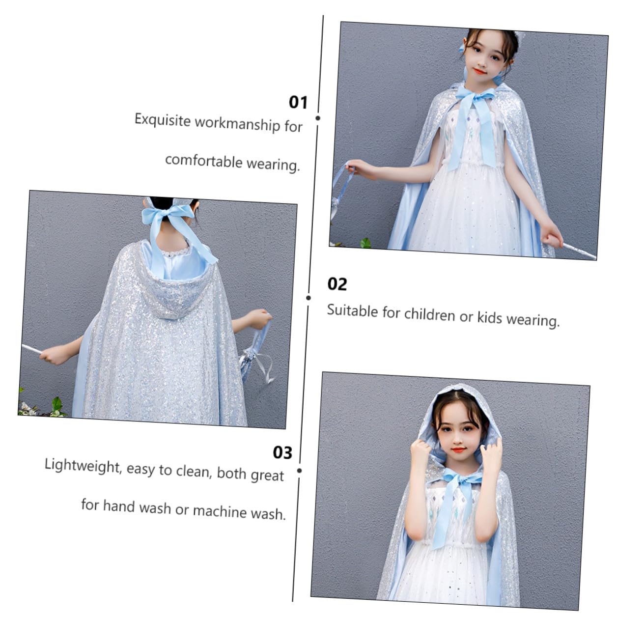 Uonlytech Mantello Lucente per Cappuccio Mantello da Festa Leggero e Comodo Costume per Carnevale e Halloween Accessorio per Giochi di Ruolo e Feste in Maschera