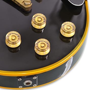 SAPHUE Guitar 4PCS Speed Control Knobs for Electric Guitar Guitar Pots Tone Volume Knobs Buttons (Gold)
