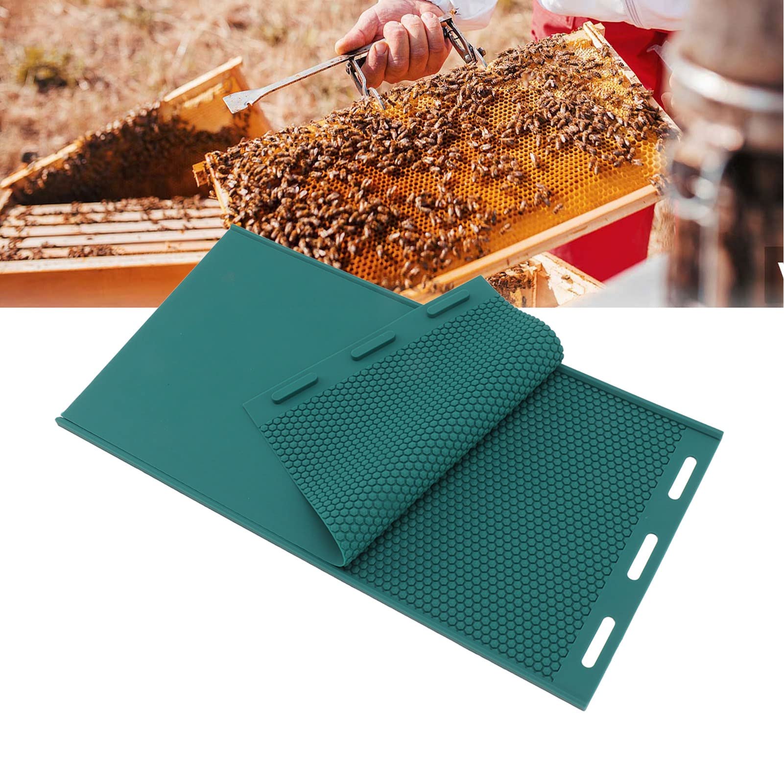 Asixxsix Moule en Cire d'abeille en Silicone, Moule de Presse Flexible en Cire d'abeille Feuilles de nid d'abeilles Faisant Le Moule Feuilles de Cire d'abeille Moule Fournitures apicoles