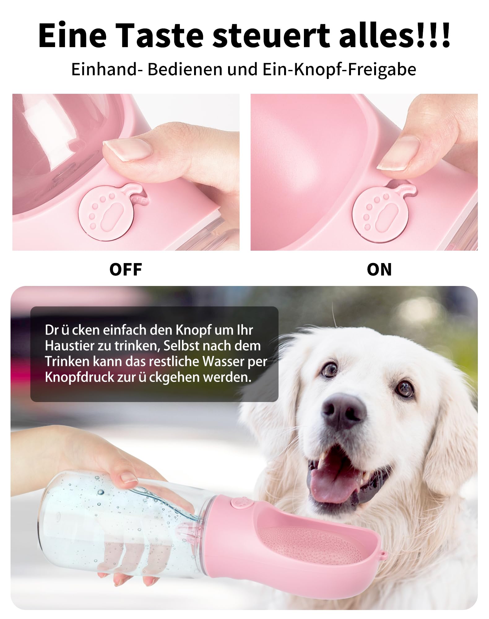 Butelka na wodę dla psa, przenośny dozownik 550 ml