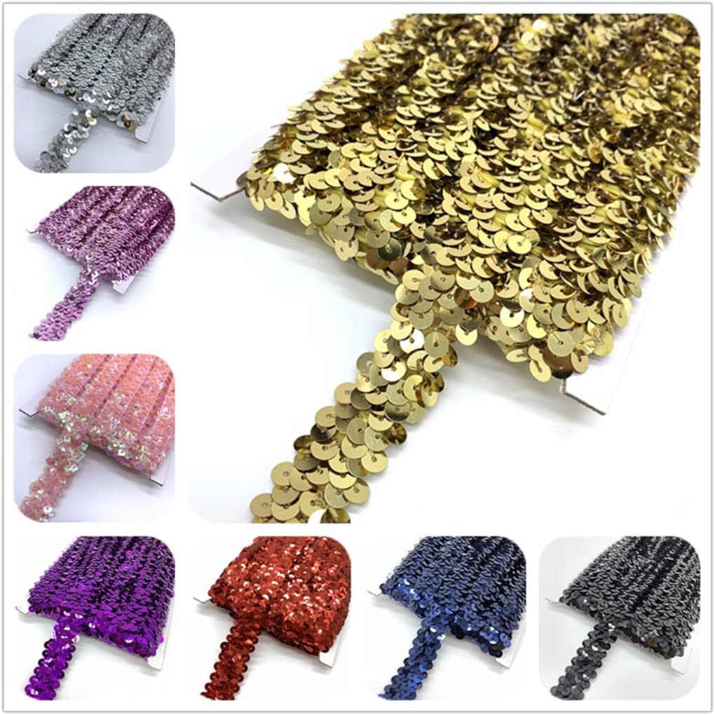 Nastro di paillettes, 13 m, 1,5 cm, in pizzo con paillettes, lucido, intrecciato con paillettes, nastro decorativo per cucito, fai da te, decorazione di abbigliamento, nero